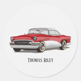 Red and white Buick on white Classic Round Sticker