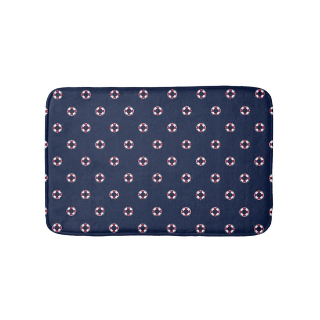 Red And White Buoy Pattern Bath Mat (Front)