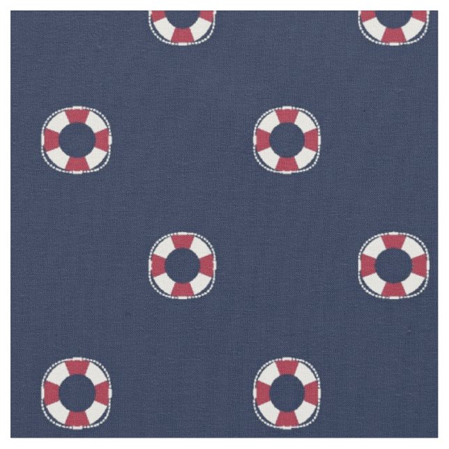 Red And White Buoy Pattern Fabric (Close Up)