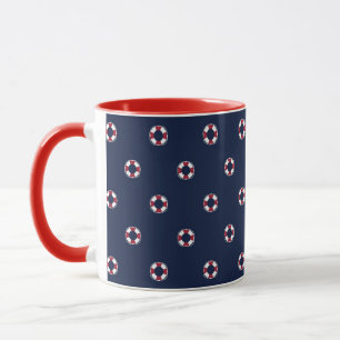 Red And White Buoy Pattern Mug