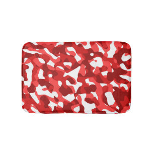Red and White Camouflage Print Pattern Bath Mat