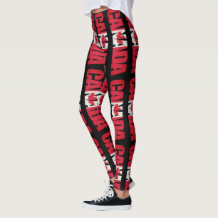 Red and White Canada and Maple Leaf Leggings