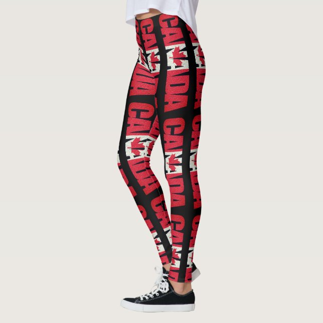 Red and White Canada and Maple Leaf Leggings (Left)