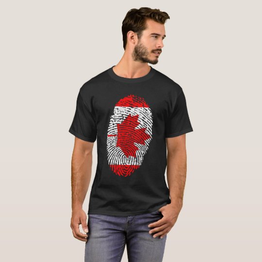 Red And White Canada Maple Leaf Thumb Print T-Shirt