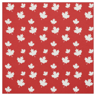Red and White Canadian Flag Maple Leaf Pattern Fabric