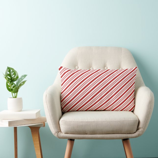 Red and White Candy Cane Lumbar Pillow (Chair)