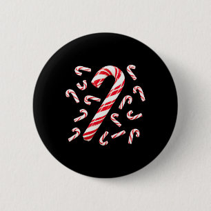 Red And White Candy Cane Santa Christmas 2 Inch Round Button