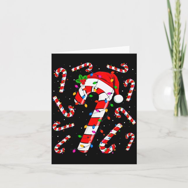Red And White Candy Cane Santa Christmas Funny Xma Card (Front)