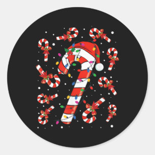 Red And White Candy Cane Santa Christmas Funny Xma Classic Round Sticker