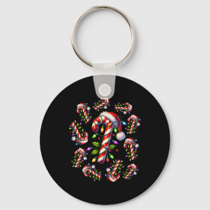 Red And White Candy Cane Santa Christmas Funny Xma Keychain