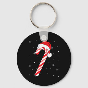 Red And White Candy Cane Santa Christmas Funny Xma Keychain