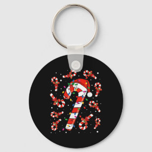 Red And White Candy Cane Santa Christmas Funny Xma Keychain