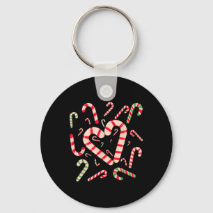 Red And White Candy Cane Santa Christmas Funny Xma Keychain