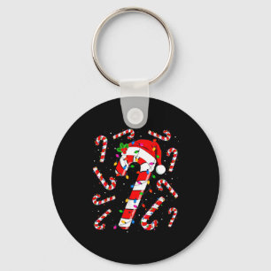 Red And White Candy Cane Santa Christmas Funny Xma Keychain