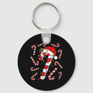 Red And White Candy Cane Santa Christmas Funny Xma Keychain