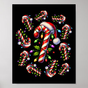 Red And White Candy Cane Santa Christmas Funny Xma Poster