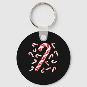 Red And White Candy Cane Santa Christmas Keychain