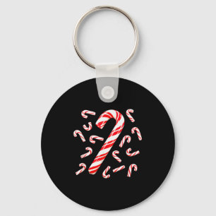 Red And White Candy Cane Santa Christmas Keychain