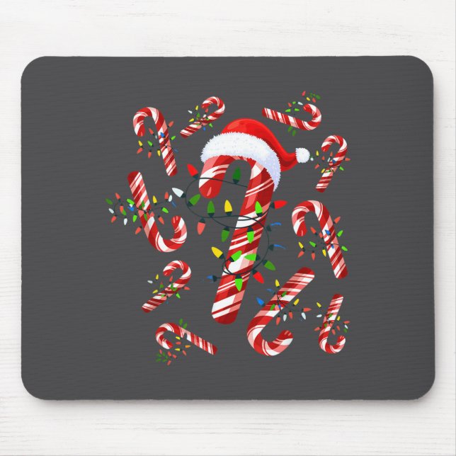 Red And White Candy Cane Santa Christmas  Mouse Pad (Front)