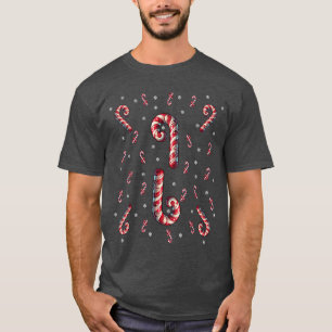 Red And White Candy Cane Santa Christmas Xmas Ligh T-Shirt