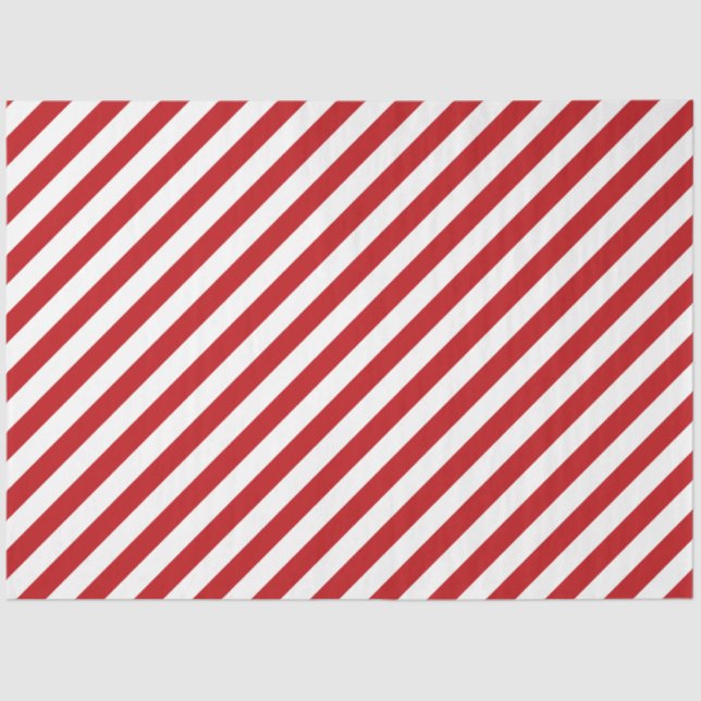 Red and White Candy Cane Striped Tissue Paper (Front)