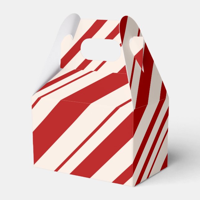 Red and White Candy Cane Stripped Favor Box (Front Side)