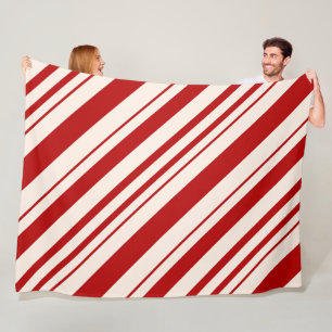 Red and White Candy Cane Stripped Fleece Blanket