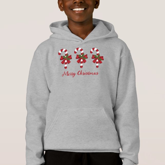 Red And White Candy Canes And Merry Christmas Text (Front)