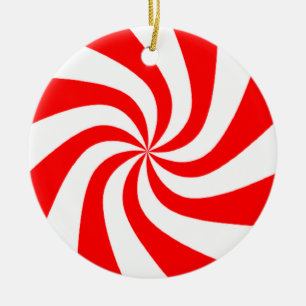 Red and white candy ceramic ornament