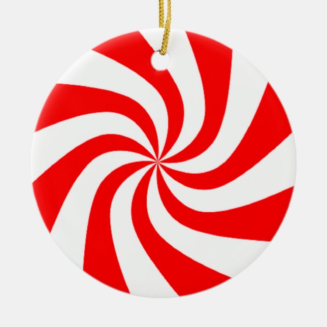 Red and white candy ceramic ornament (Front)
