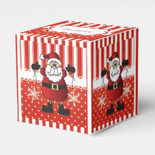 Red and White Candy Stripes and Santa Claus Favor Box