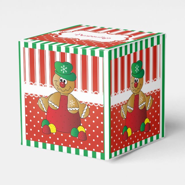 Red and White Candy Stripes and Santa Claus Favor Box (Front Side)
