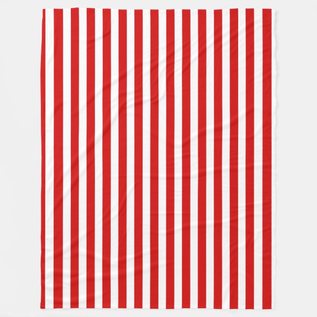 Red and white candy stripes fleece blanket (Front)
