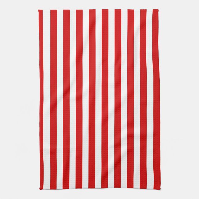 Red and white candy stripes kitchen towel (Vertical)