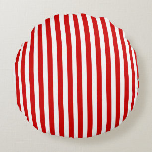 Red and white candy stripes round pillow