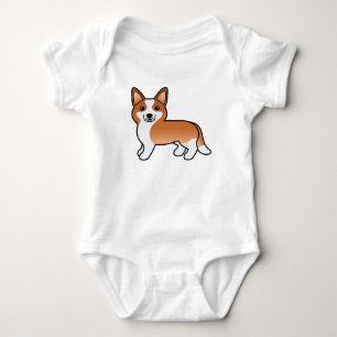 Red And White Cardigan Welsh Corgi Cartoon Dog Baby Bodysuit