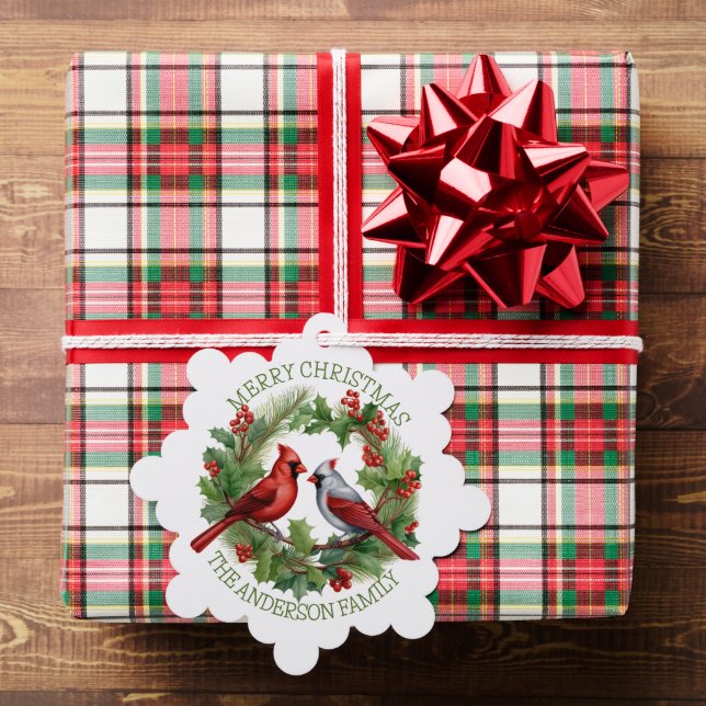 Red and White Cardinal Christmas  Ornament Card (Insitu (Gift))