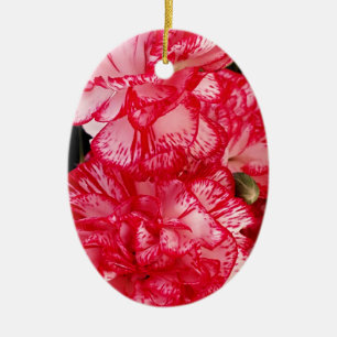 Red and White Carnations-OVAL ORNAMENT