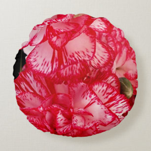 Red and White Carnations-ROUND THROW PILLOW