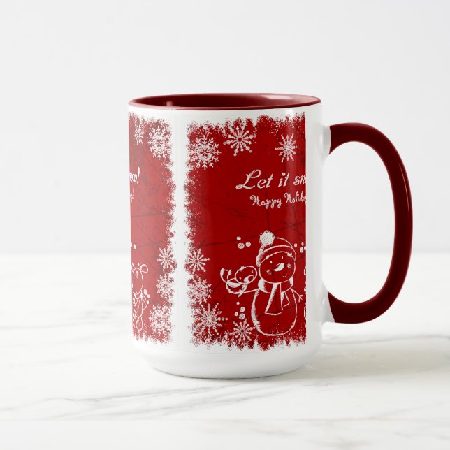 Red And White Chalk Snowman-Let It Snow Mug (Right)