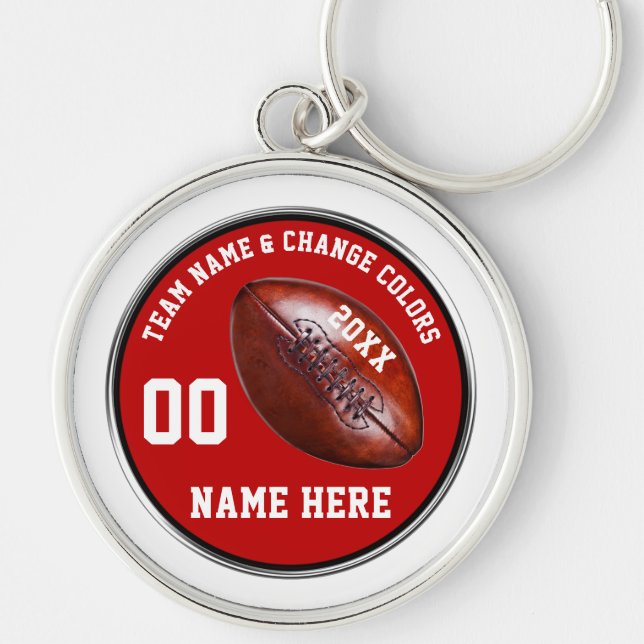 Red and White, Cheap Football Player Gifts Keychain (Front)