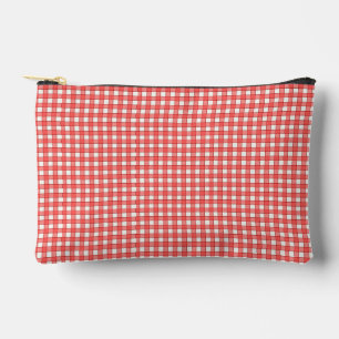 Red and white check plaid pattern accessory pouch