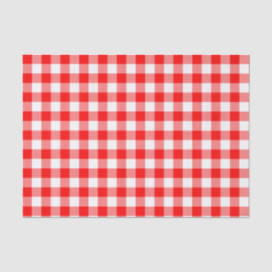 Red and White Check Plaid Tissue Paper