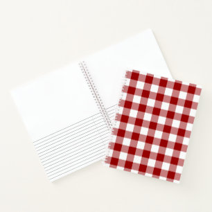 Red and White Checked Plaid Sketch Notes Notebook
