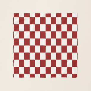 Red and White Checkered Pattern Scarf