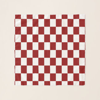 Red and White Checkered Pattern Scarf