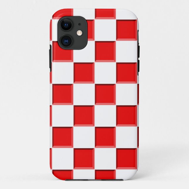 Red and White Checks Case-Mate iPhone Case (Back)