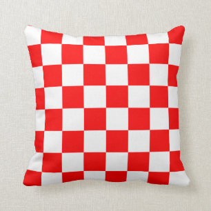 Red and White Checks Throw Pillow
