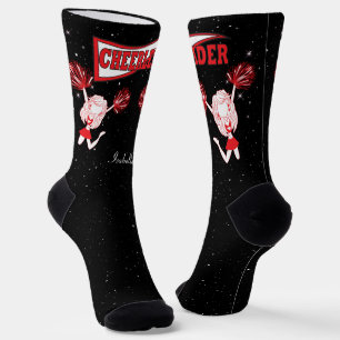 Red and White Cheerleader Girl Socks