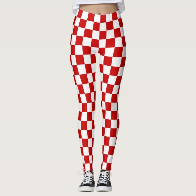 Red and White Chequerboard Leggings (Front)